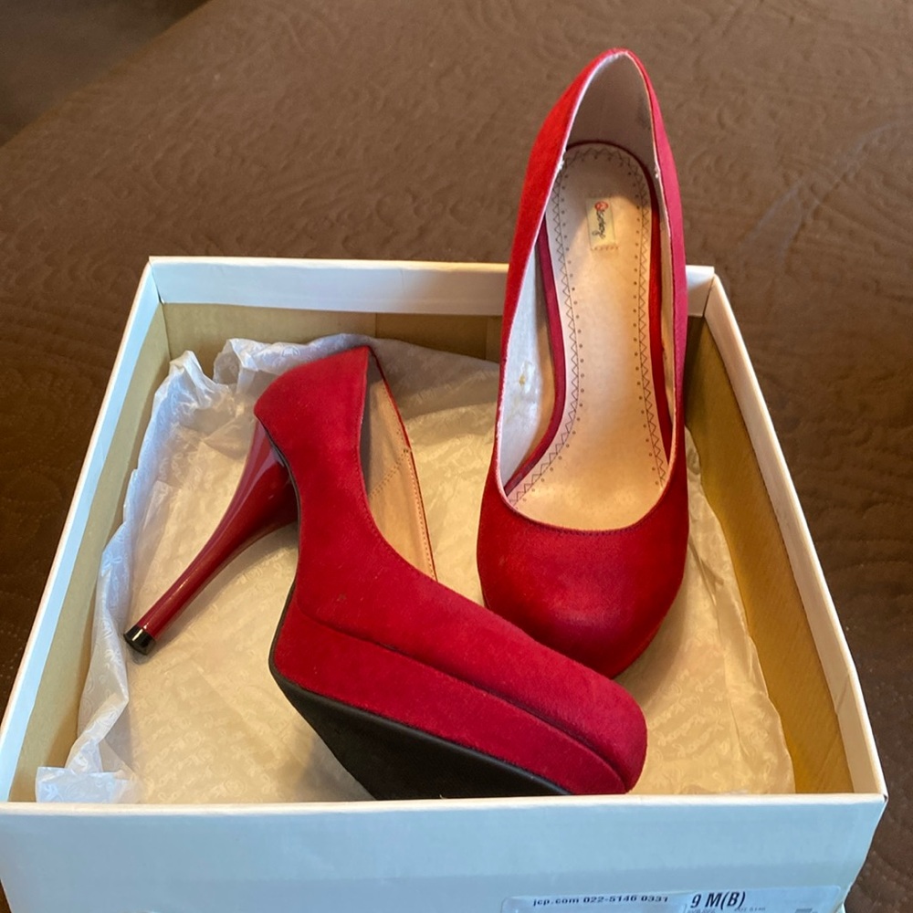 Sexy red suede platforms